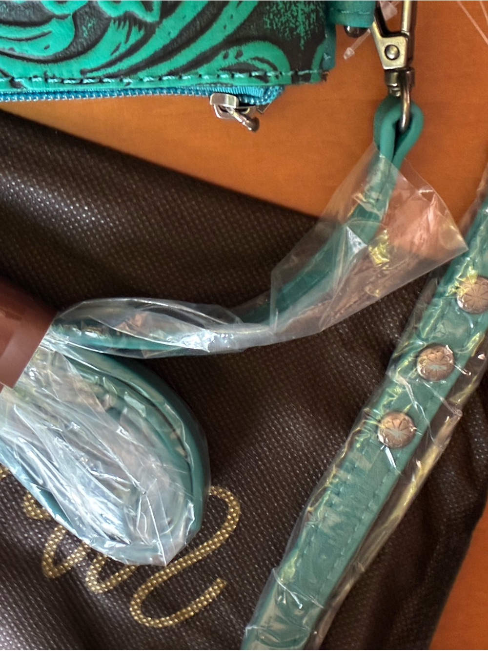 Wrangler Teal Floral Fringe Crossbody and Wristlet - Picture 3 of 4